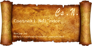 Csetneki Nándor névjegykártya